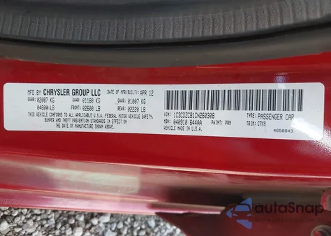 2012 Dodge Avenger Sxt из США, поврежденный, VIN 1C3CDZCB1CN260308